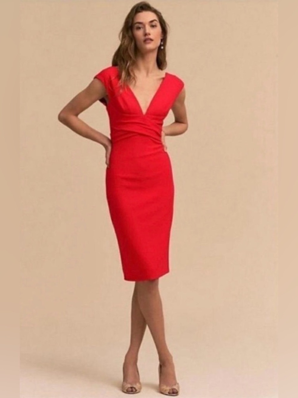 Anthropologie BHLDN Danica Red Midi Dress Size 10 Cocktail